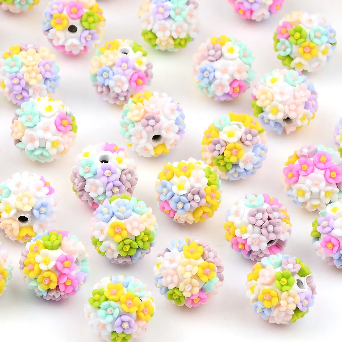 4pcs 2cm Round Flower Ball Shape Acrylic Beads DIY Handmade Keychain Necklace And Bracelet DIY Accessories