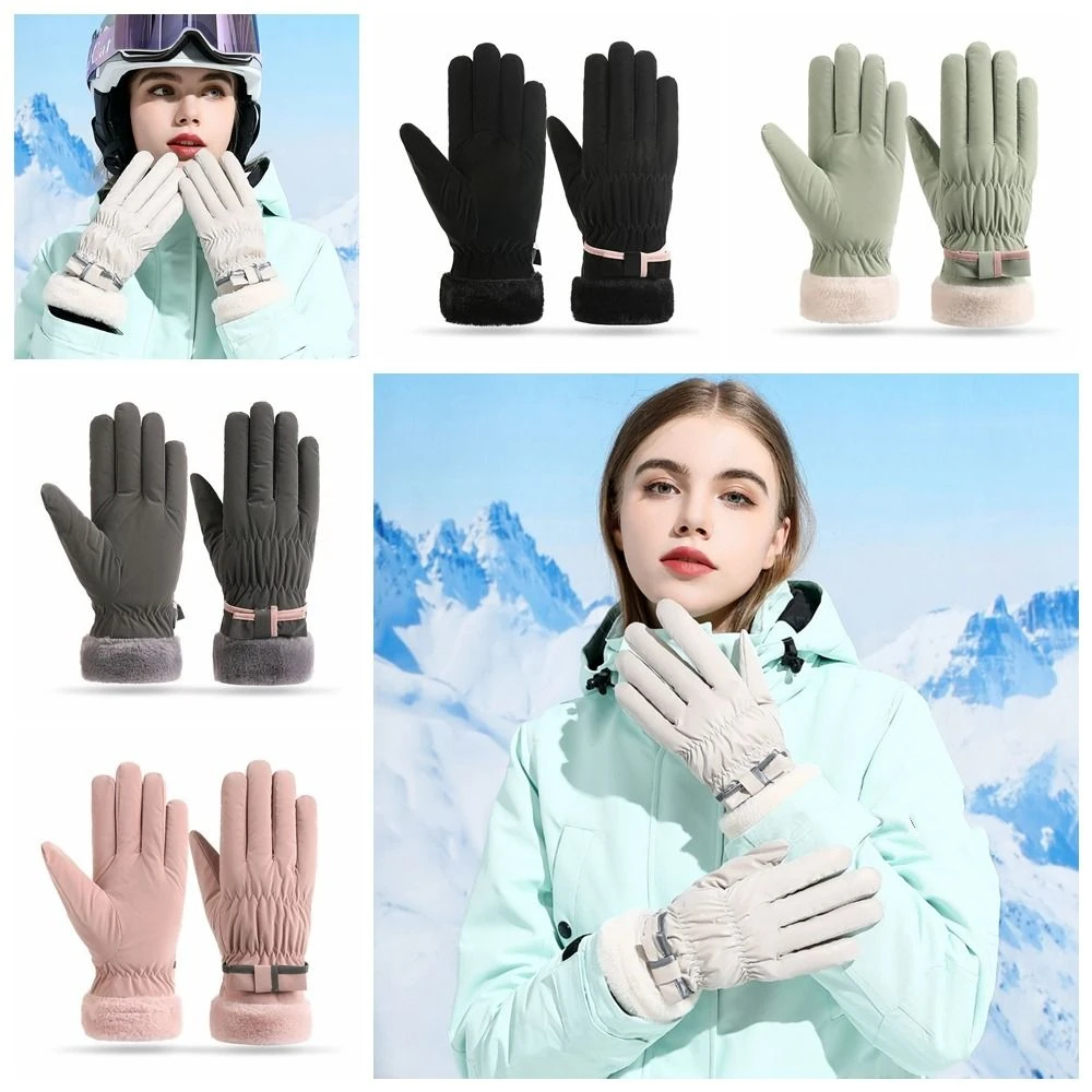 Elastic Keep Warm Snowboard Gloves Windproof Waterproof Skiing Gloves Touch Screen Thicken Riding Mittens Hiking