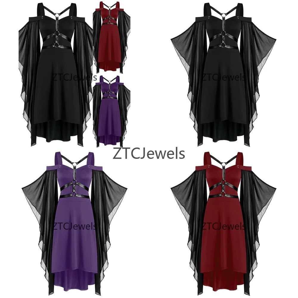 

Plus Size Medieval Cosplay Witch Costume Victorian Gothic Dress for Women Halloween Carnival Retro Court Dress