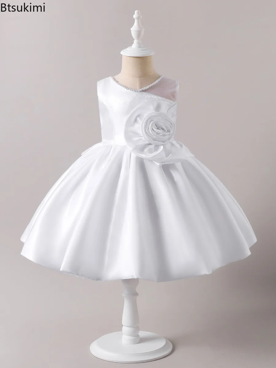 Flower Princess Sweet Kids Tutu Toddler Birthday Party Newborn Christening Children Baptism Baby Girls Clothes Summer Dresses