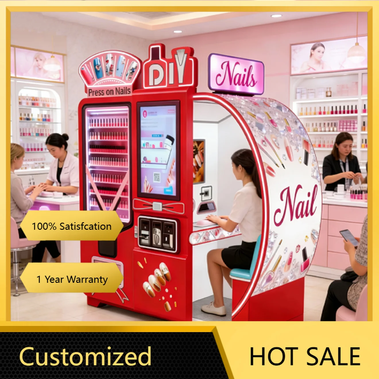 Commercial Self Service Nail Printer Vending Machine 24/7 Automatic Press On Nail Vending Machine for Mall Salon Custom