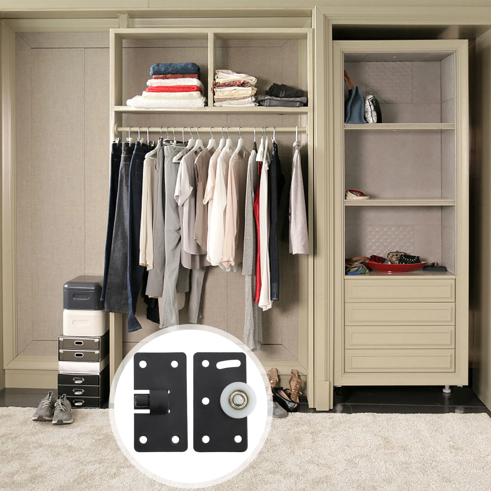 

4 комплекта роликов для раздвижных дверей, быстросъемные, легкие, для шкафов и гардеробов, бесшумные, с амортизацией