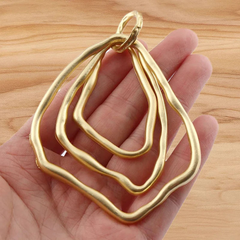 1 Piece Matte Gold Color Large Bohemian Irregular Multilayer Moveable Pendant Charm For DIY Necklace Jewelry Making Accessories