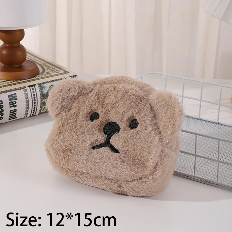 Plush Money Coin Purse 2024 New Makeup Bag Cute Bear Earphone Bag Cosmetic Bag Male