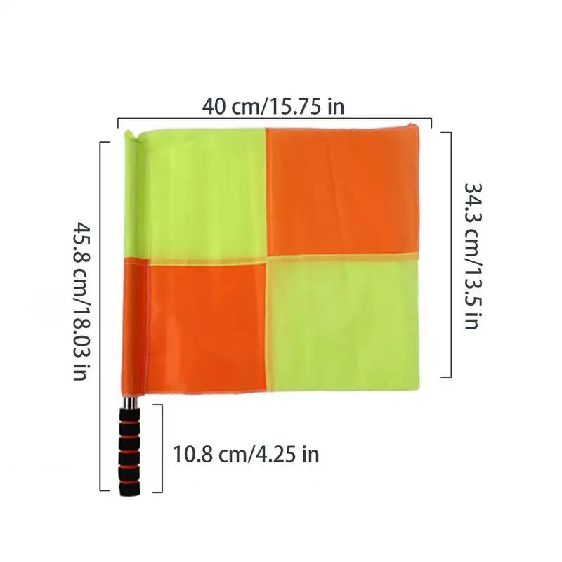 축구 심판 플래그 2 조각 스포츠 심판 플래그 오렌지와 노란색 인체 공학적 핸들 축구 게임을위한 축구 코칭 장비