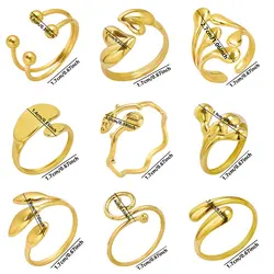 5PCS 304 Stainless Steel Ring Gold Plated Open Adjustable Bohemian Style Ring Designed For Women Wedding Gifts