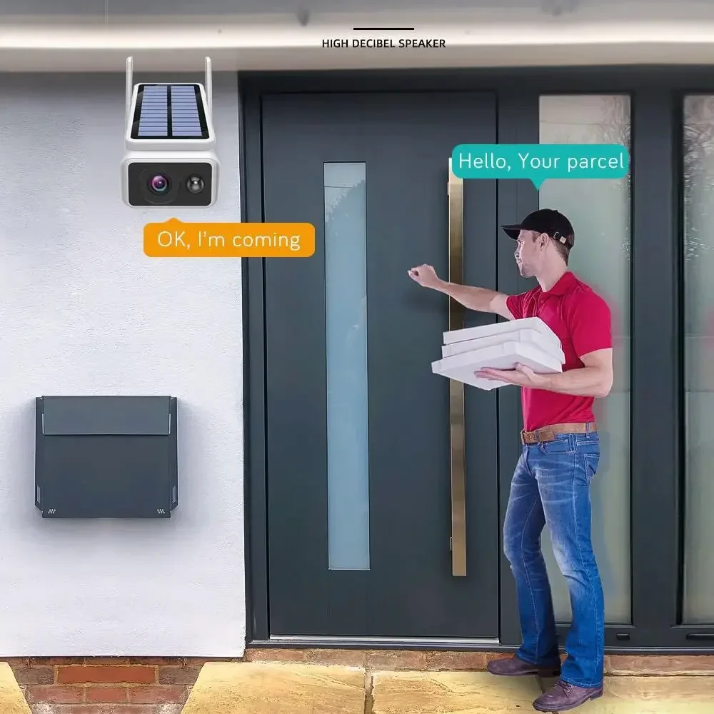 

4Mp Solar Camera Wifi Outdoor Wireless Powered Full Color Night Vision Surveillance Security Protection Cctv Pir Ip Camera