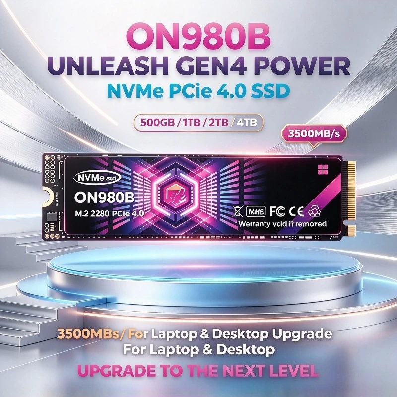 Original ON980B 500GB-4TB SSD NVMe M.2, High Speed, Portable Solid State Hard Disk Drive for Laptop Desktop Computers.