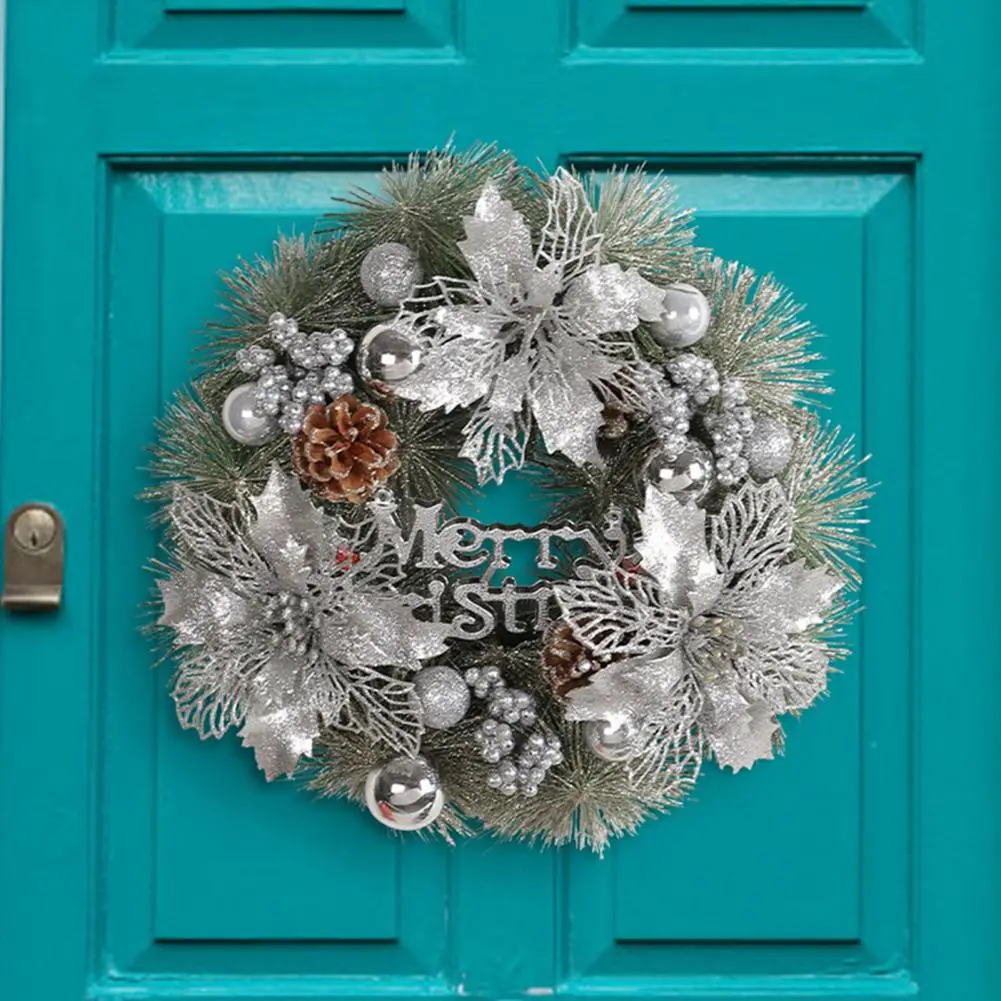 Indoor Christmas Wreath Reusable Holiday Wreath Holiday Wreaths Glittery Letter Sign Flower Ball for Indoor/outdoor for Windows