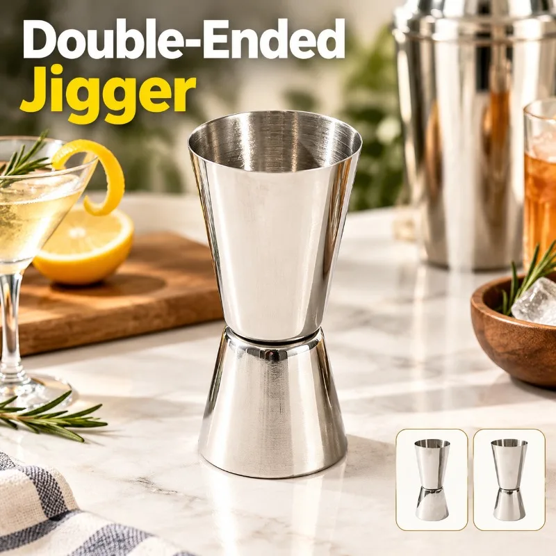 Stainless Steel Double End Jigger Ounce Measuring Vessel Cocktail Meter Mug Bubble Tea Coffee Bartending Utensil Catering