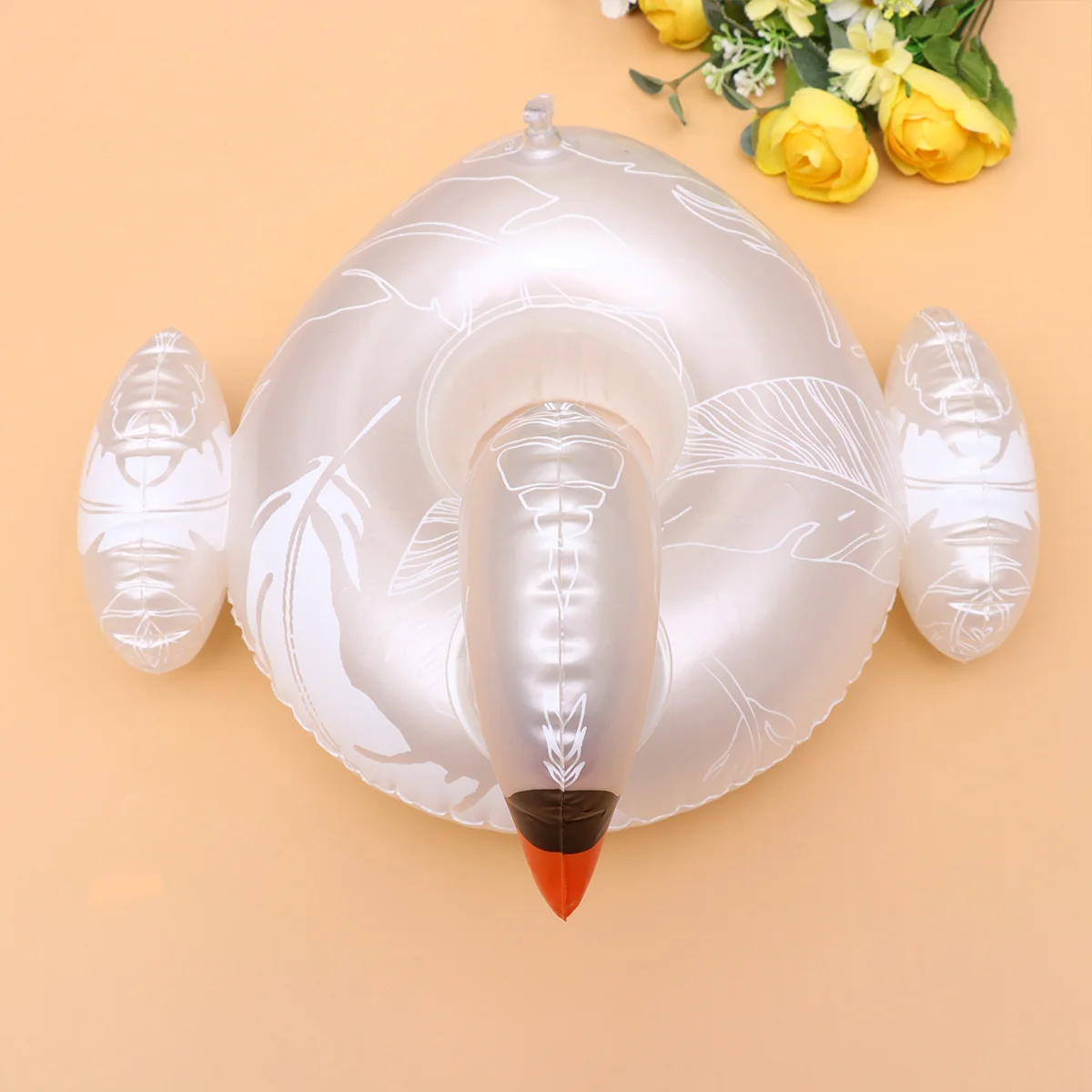 Weißer Schwan, aufblasbarer Wasserbierhalter, schwimmende Matte für Schwimmbad, PVC-Licht, einfaches Aufblasen, Entleeren