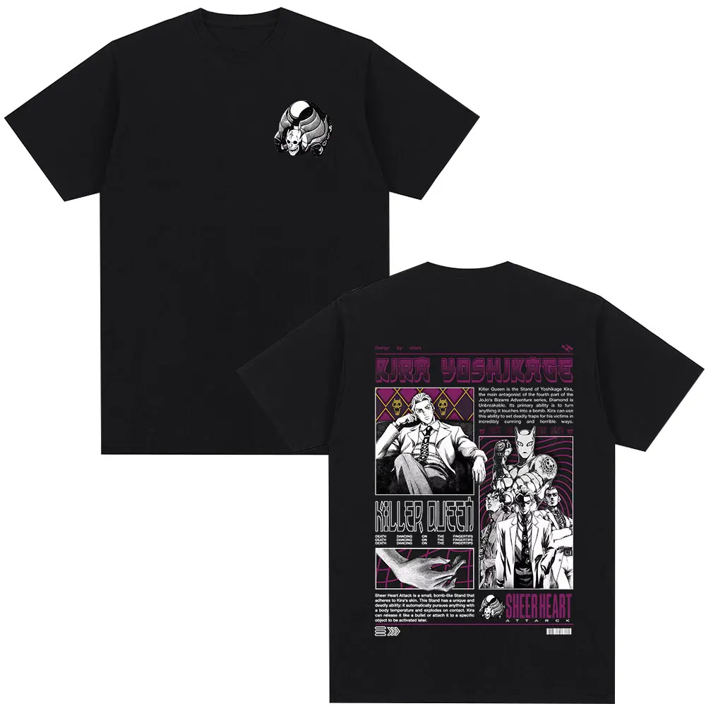 Camiseta con gráfico animado de Jojo Bizarre Adventure Killer Queen, novedad de verano 2026, camiseta de algodón de gran tamaño para hombre y mujer, Y2K