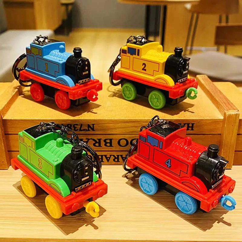 Cartoon Mini Retro Alloy Colorful Small Train Toys Model Keychain Pendant Children's Pull Back Car Toys Schoolbag Pendant