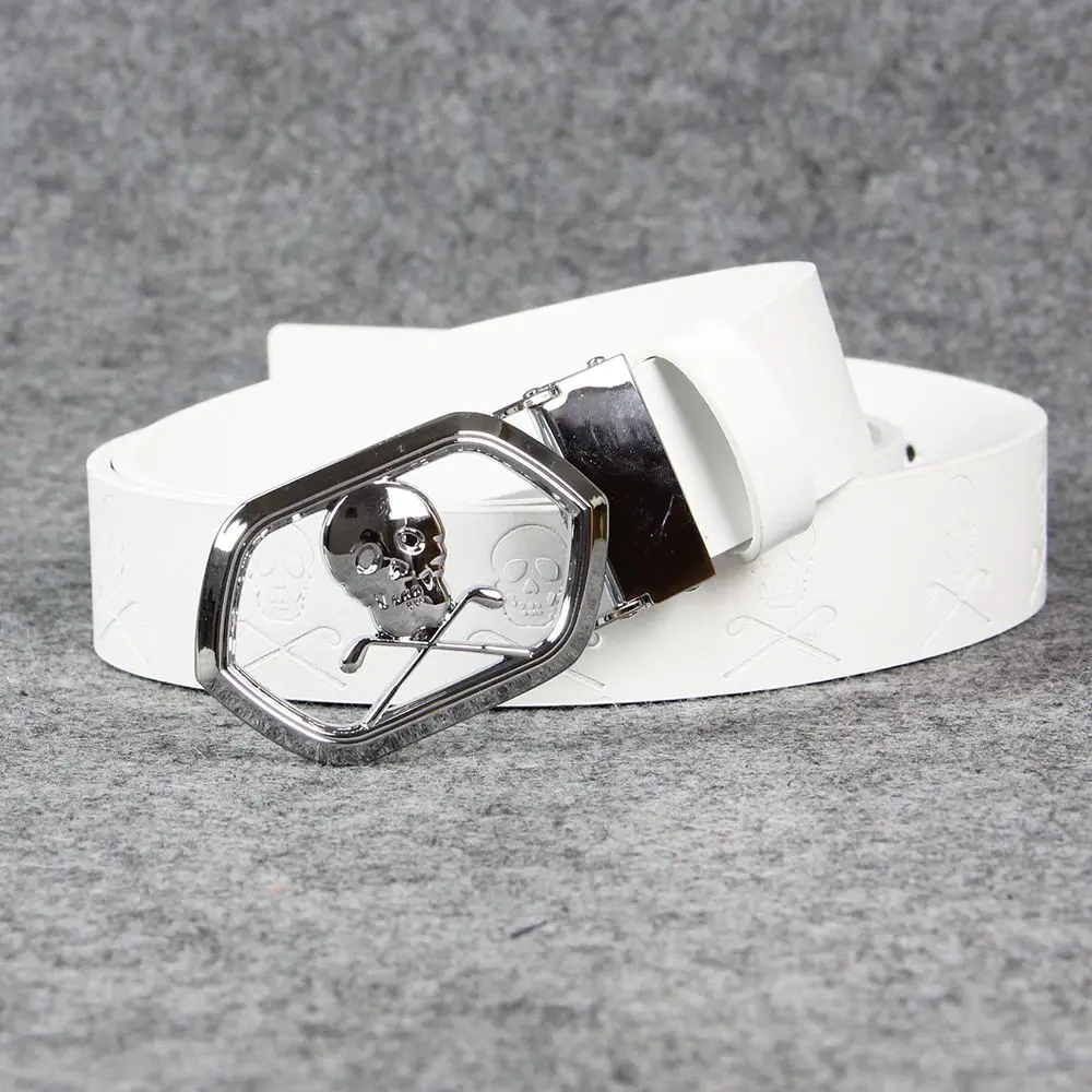 حزام جولف نسائي، حزام جلدي مريح بنمط جمجمة عصري، مناسب للسيدات