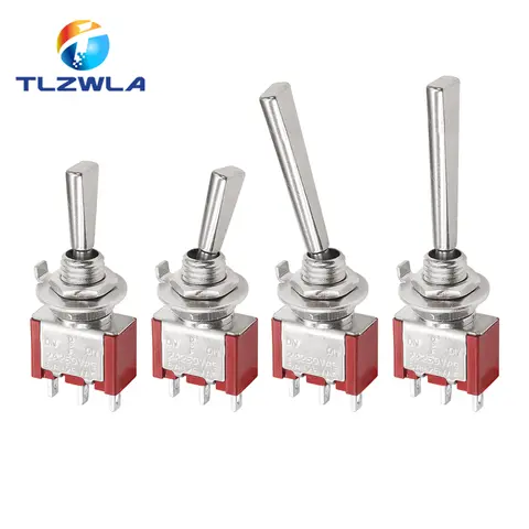 Flat Handle 6mm Panel Mount Mini Toggle Switch 3/6Pins 2/3 Positions ON OFF ON Locking Momentary RC Model Remote Controlller
