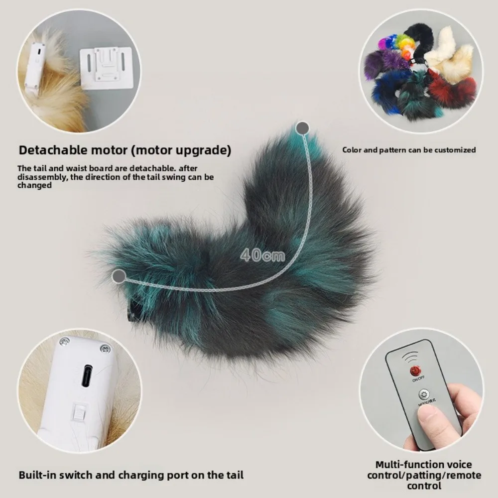 Furry Tails Rechargeable Fox Tail Animals Cosplay Costume Electric Remote-Controlled Tail for Women Role Play Props Accessories