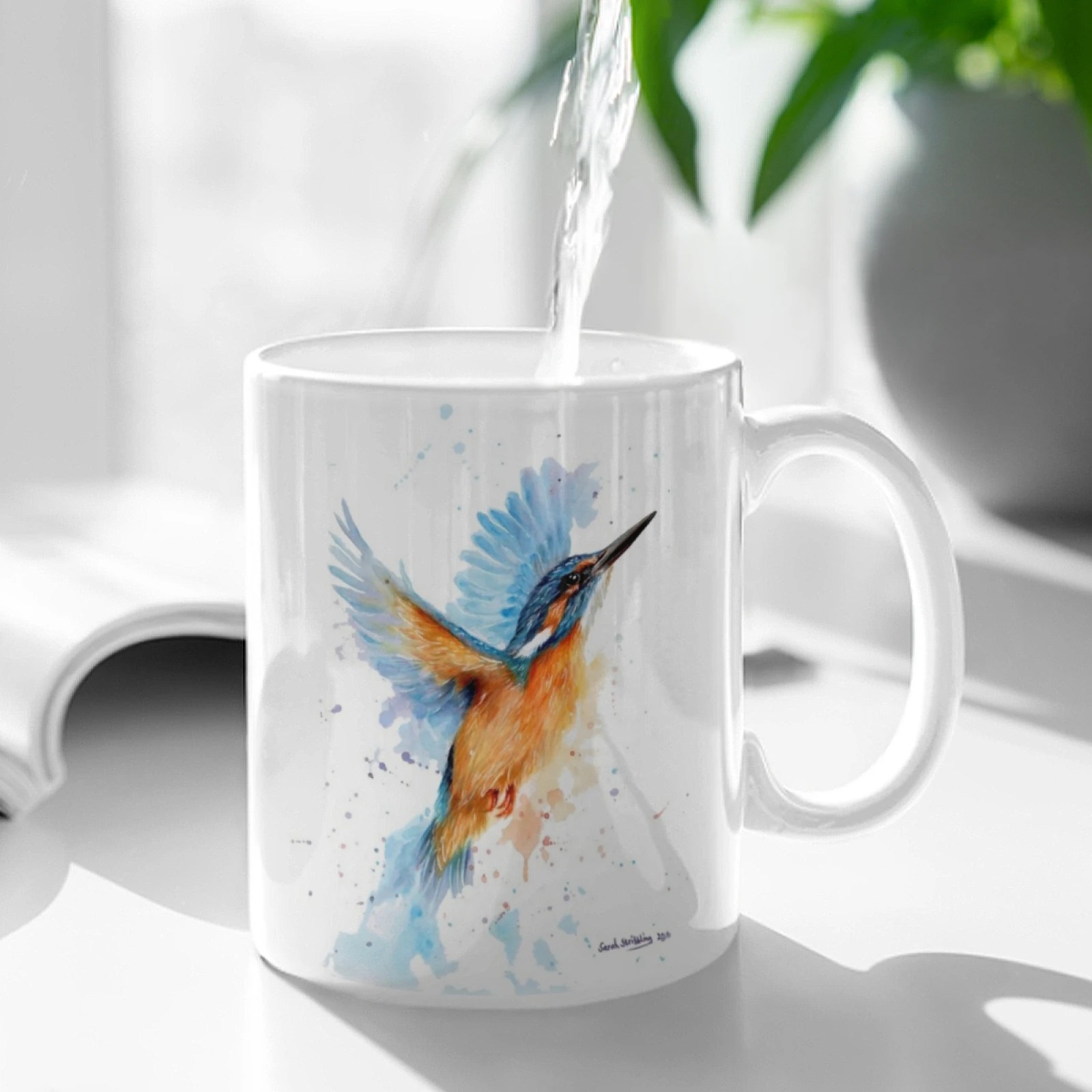 Kingfisher Watercolour White Mugs Coffee Cup Milk Tea Mug 11 Oz Kingfisher Bird Art Bird Birds Wildlife Art Wildlife Animals