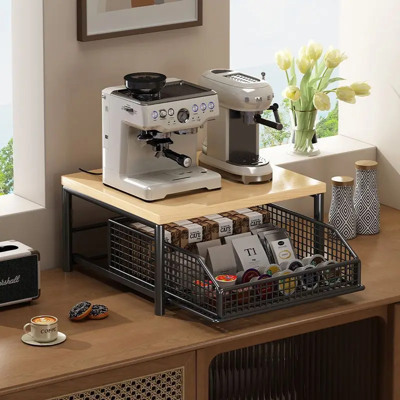Desktop-Kaffeehalter, Aufbewahrungshalter, Becherhalter, Teebeutelhalter, Kaffeeaufbewahrungshalter, ausziehbarer Aufbewahrungsständer, herausziehbares Aufbewahrungsregal