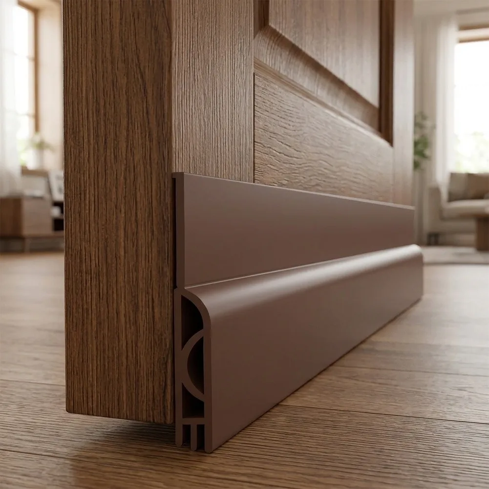 Door Bottom Gap Seal Strip TPE Material for Indoor For Bedroom Doors Dust Water Isolation Easy Self-Adhesive Mount
