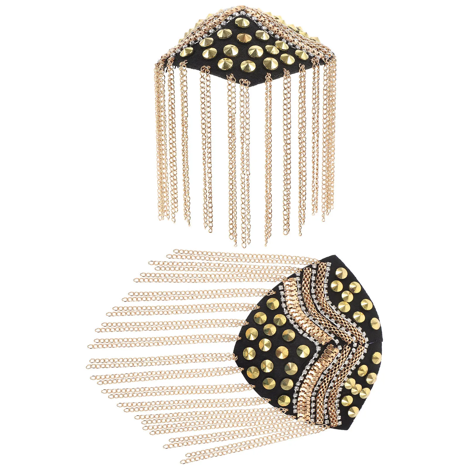 

Пара элегантных наплечных нашивок с кисточками и заклепками из прочного сплава для мужской модной одежды в британском стиле, аксессуар для декора плеч