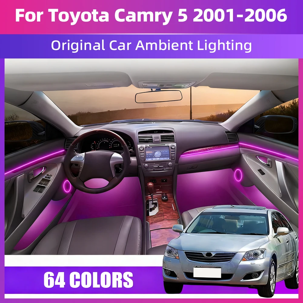For Toyota Camry 2001-2006 Luxury Car Interior Lights LED Glow System With Hidden Installation and Music Reactive RGB Features