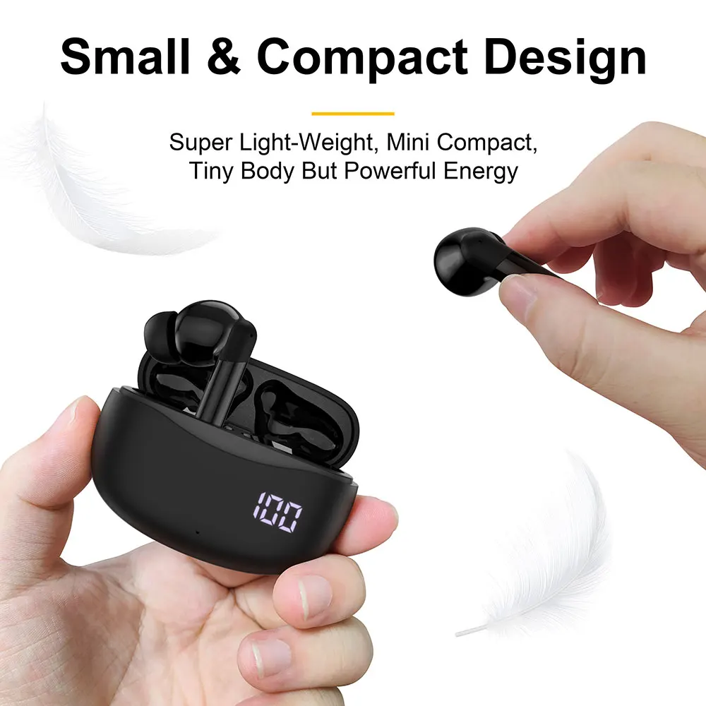 Luxury Digital Display Portable Mini Hifi Wireless Blue-tooth Waterproof Sports Gaming TWS In-ear Earphone Headphone Earbuds