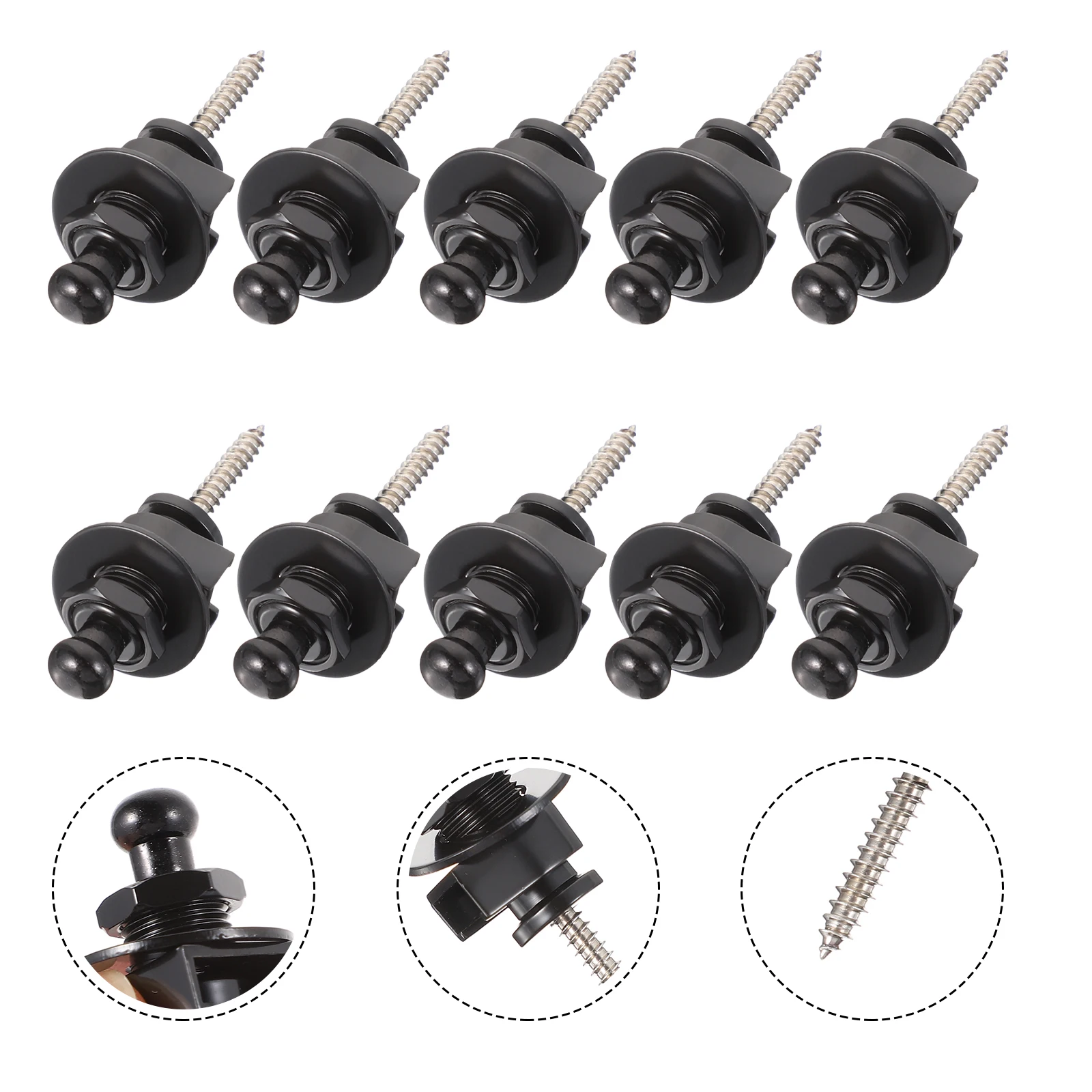 

10pcs Guitar Belt Buckle Anti-Slip Strap Button Lock For Electric Bass No Modification Secure Fixator Black Easy Install