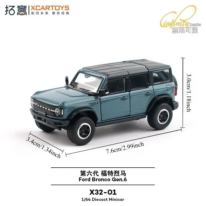 XCARTOYS 1/64 Schaal Diecast Ford Bronco SUV Legering Model Auto Miniatuur Terreinwagen Speelgoed voor Jongens Cadeau