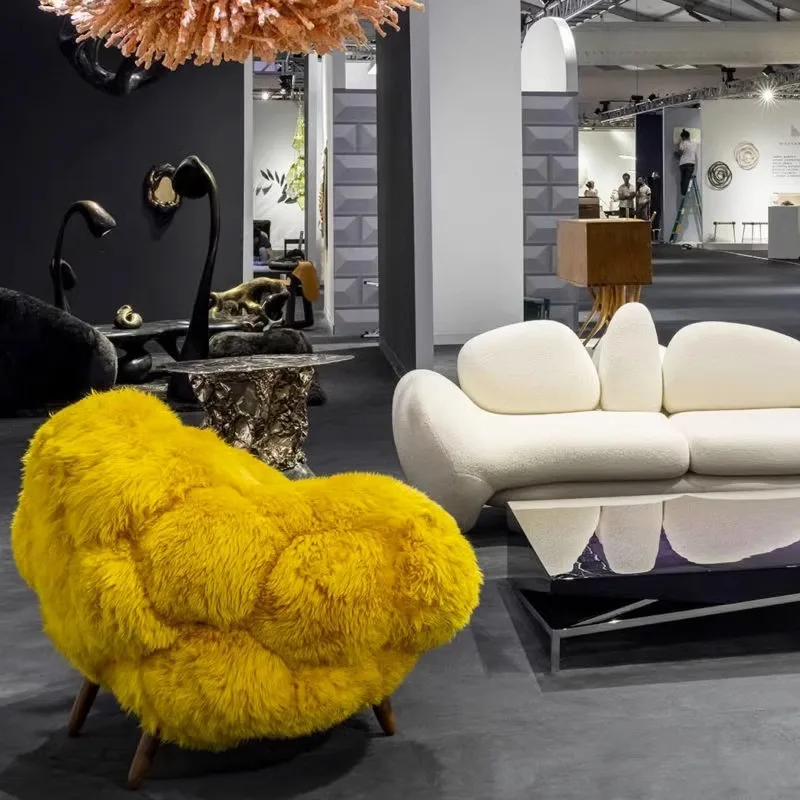Sofa chair Postmodern simple lamb wool leisure chair Reception chair
