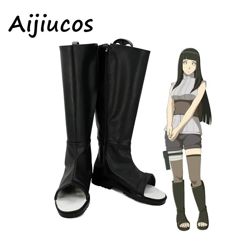 Anime NARUTO MOVIE THE LAST Hyuga Hinata Cosplay Shoes Halloween Party stivali alti Ninja in pelle artificiale su misura