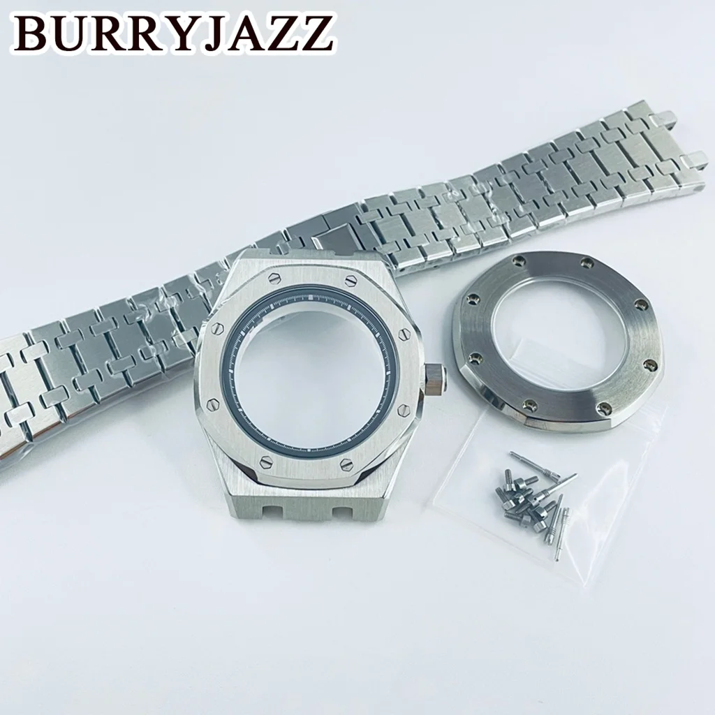Octagonal 316L Stainless Steel Watch Case Complete Set Screw‑Fixed Bezel Metal Bracelet Fit NH35 NH36 Movement For 28.5mm Dial