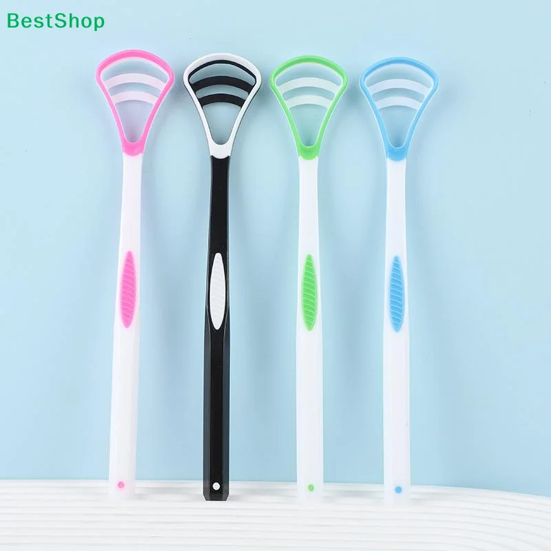 ☽Silicone Tongue Scraper With Ergonomic Handle Double-sided Fresher Breath Tongue Cleaning Brush Oral Hygiene Tool Wholesale
