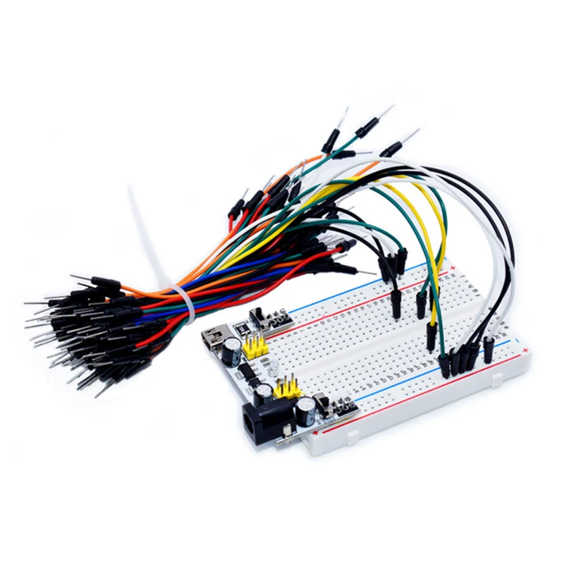 White power module + 830-hole large breadboard + 65 colorful bread lines 400-hole power module set