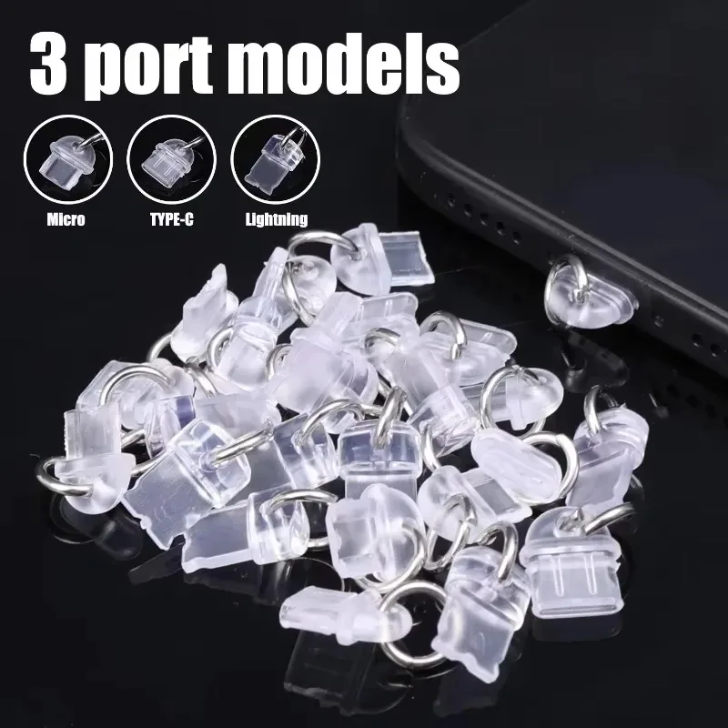 20/10/5/1Pcs DIY Anti Dust Plug for IOS Type C Micro Phone Charging Port Plug Cap Protective Cover for IPhone 16 Samsung Stopper