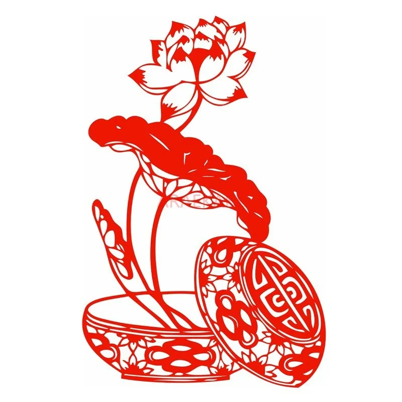 

Lotus window electrostatic stickers and air Paper Cuttings window glass stickers Double sided red water stickers