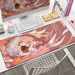 Large Gaming Mousepad Kawaii Genshin Impact Hu Tao Anime Deskmat Natural Rubber Keyboard Pad Pc Accessories Table Protector Rugs