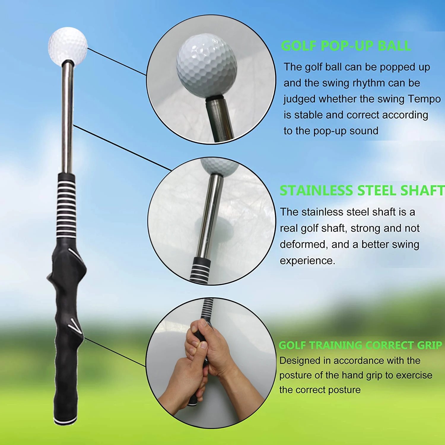 Golf Retractable Swing Trainer Strength Bending Training AIDS to Improve Rhythm Time Balance and Rhythm Warm-up Exercise Tools
