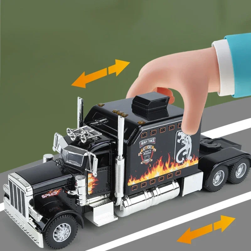 1:24 Peterbilt 389 Tractors Truck Alloy Toy Car Model Wheel Steering Sound and Light Children\'s Toy Collectibles Birthday gift