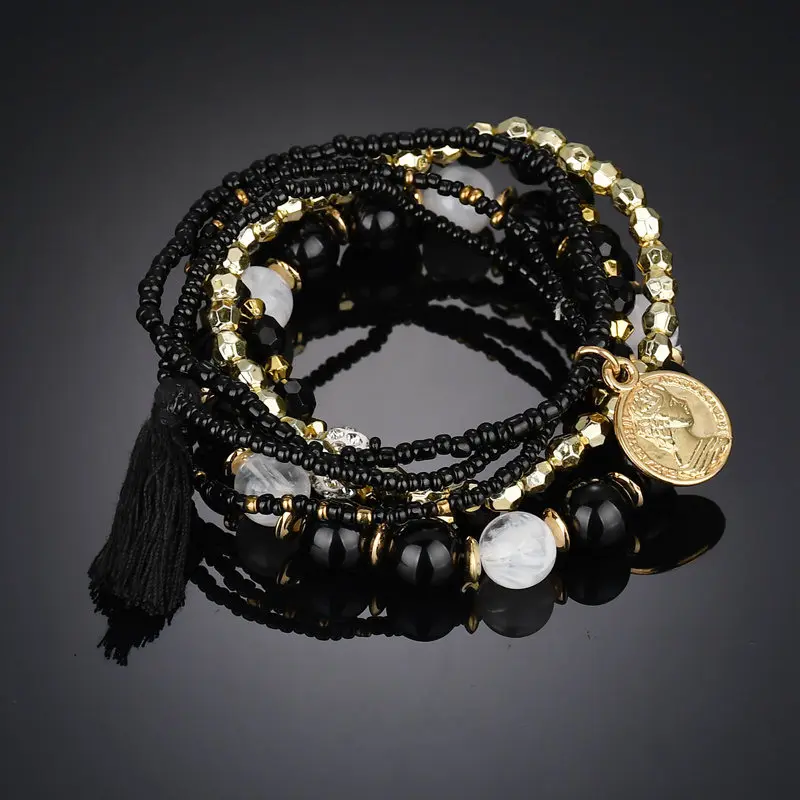 Bohemian 6Pcs Per Set Stackable Bracelets Seed Beads Strand Braslet Casual Vacation Jewelry Accessory Gift For Her Joias
