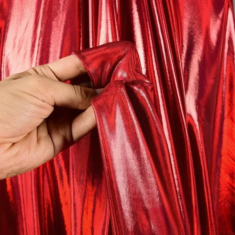 Liquid Deep Red Iridescent Matte Gold Fabric for Super Soft Smooth Wrinkle Resistant Laser Dazzling Bronzing Thin Cloth Diy Sew