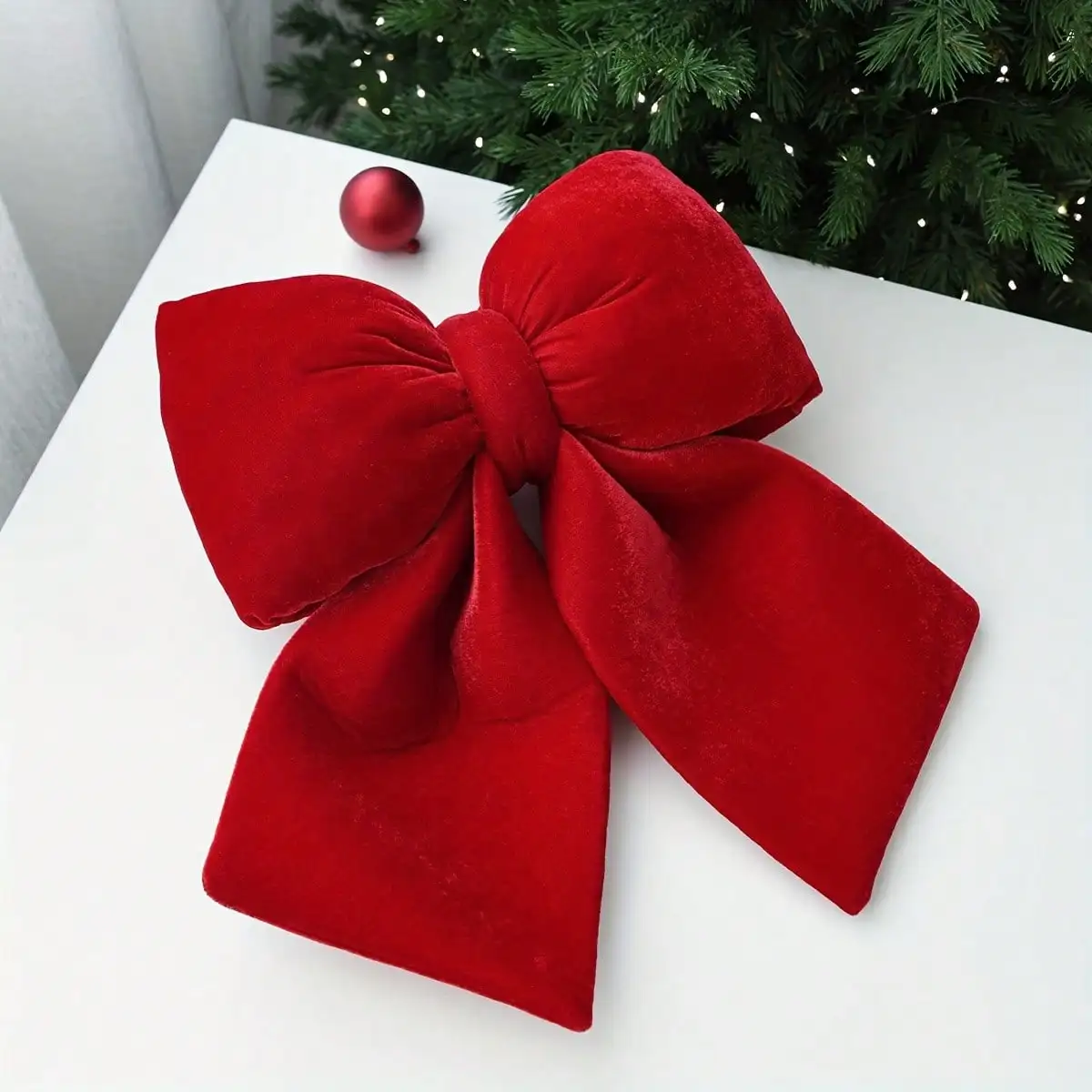 1 Stück Weihnachtsschleife aus Samt, Weihnachtsbaumschmuck, Hochzeitsdekoration, Dekoration für den Urlaub und die Heimatambiente – Detail 4