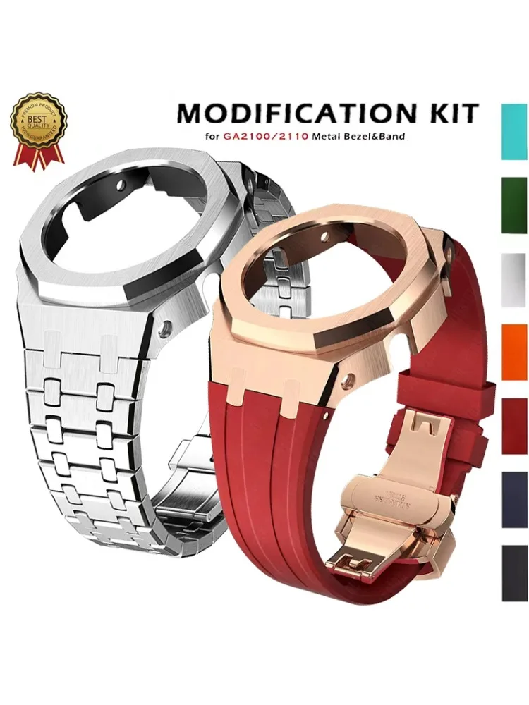 Gen4 Mod Kit für GA2100 Metalllünette Casioak Modifikation GEN4 Generation Gummi-Uhrengehäuse Edelstahlarmband GA 2100/2110