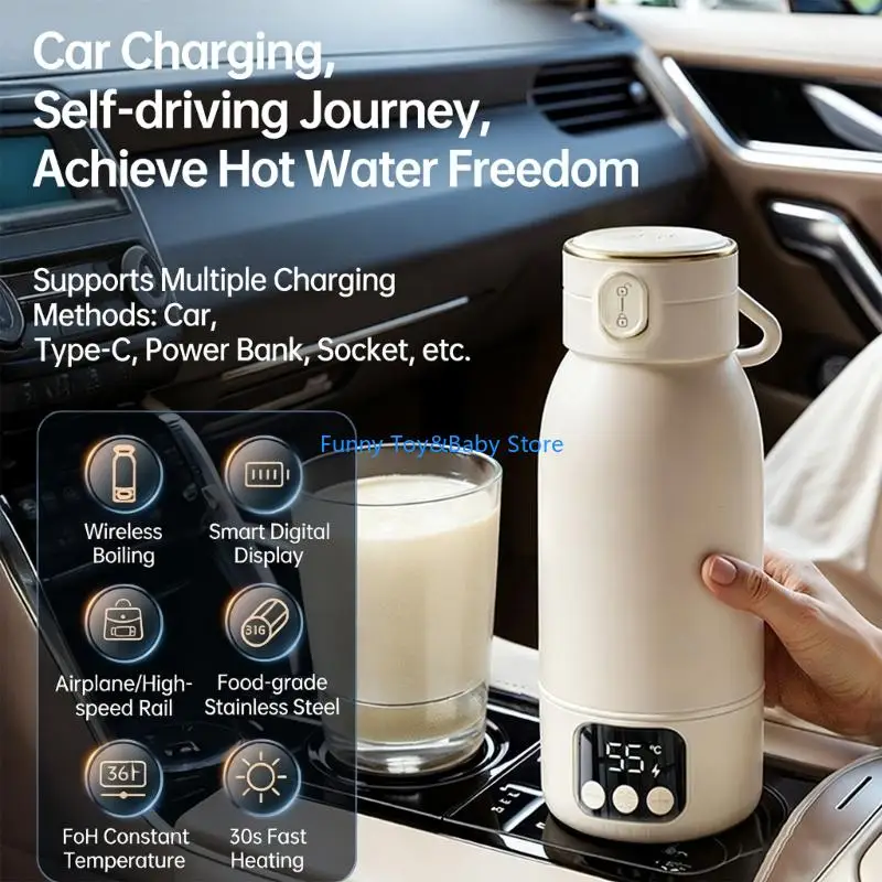 زجاجة توست معزولة قابلة للنقل للرضع 24 تكوين دقيق لدرجة الحرارة 500 مل سعة كبيرة حرارة ذكية C90B