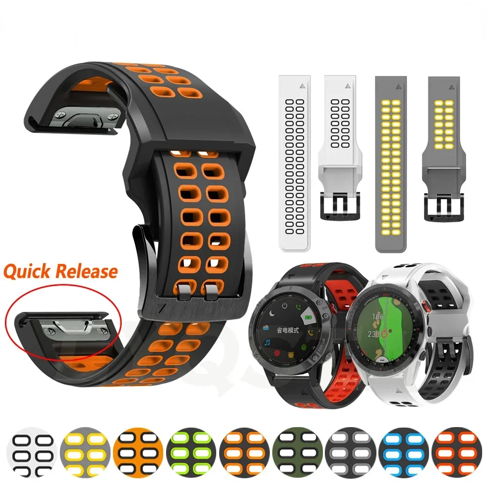 

26 22mm Sport Strap For Garmin Fenix 7 7X 6 6X Pro 5 5X Plus 3HR 945 Sapphire Epix Silicone Smart watch Band Bracelet Correa