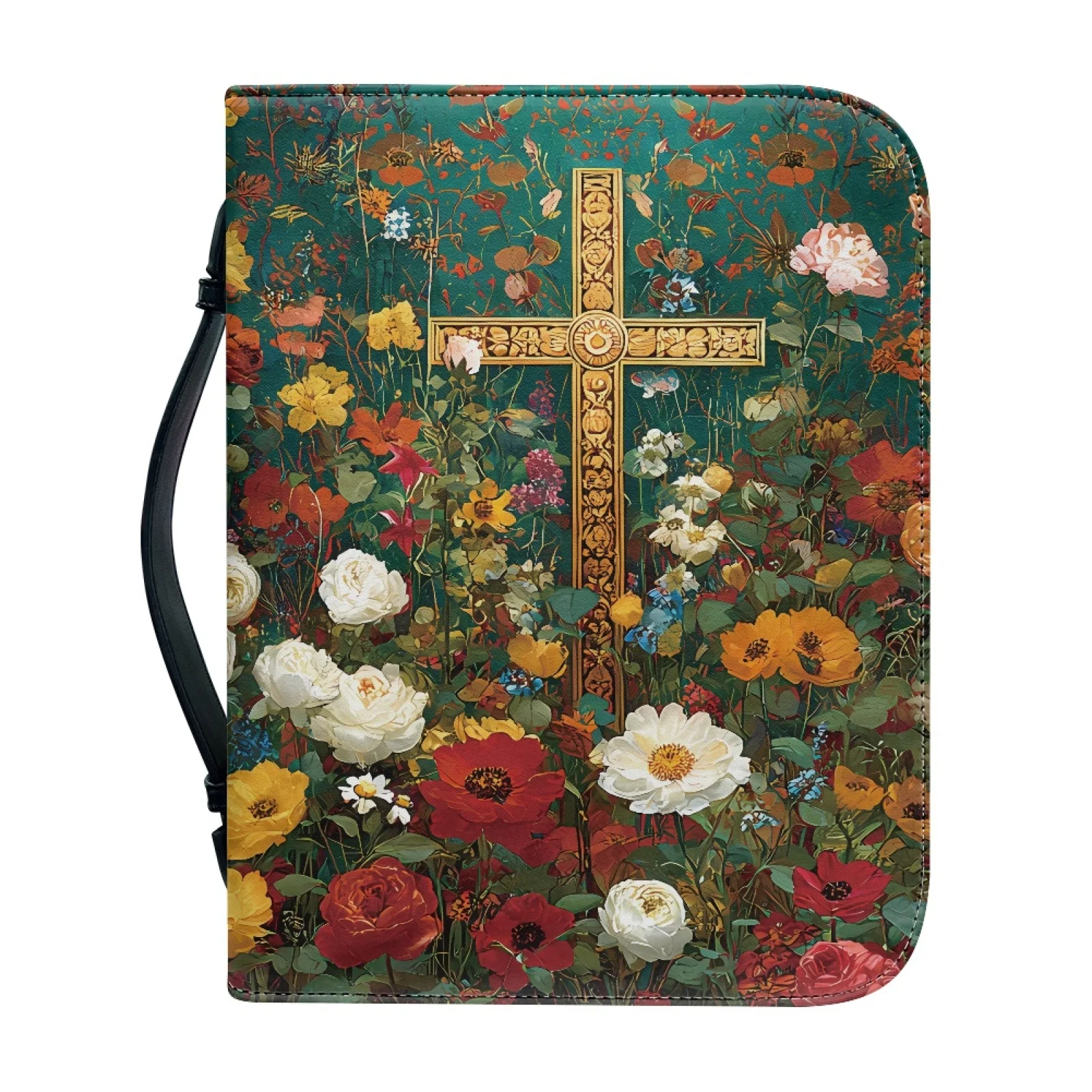 

Женская сумка для Библии с цветочным принтом, кожаный чехол для путешествий, переноска для Библии, сумки с ручкой на молнии, учебная книга, коробки для хранения Святых