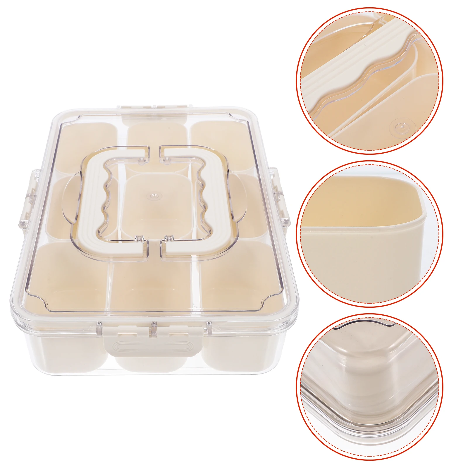 

9-Slot Seasoning Box Keeper Transparent Fridge Organizer Compartments Containers Multi-Function Freezer Bin Reusable Portable