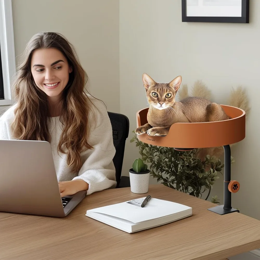 Cat Bed Desk Nest with Teaser,Easy Installation Shelf,Sturdy