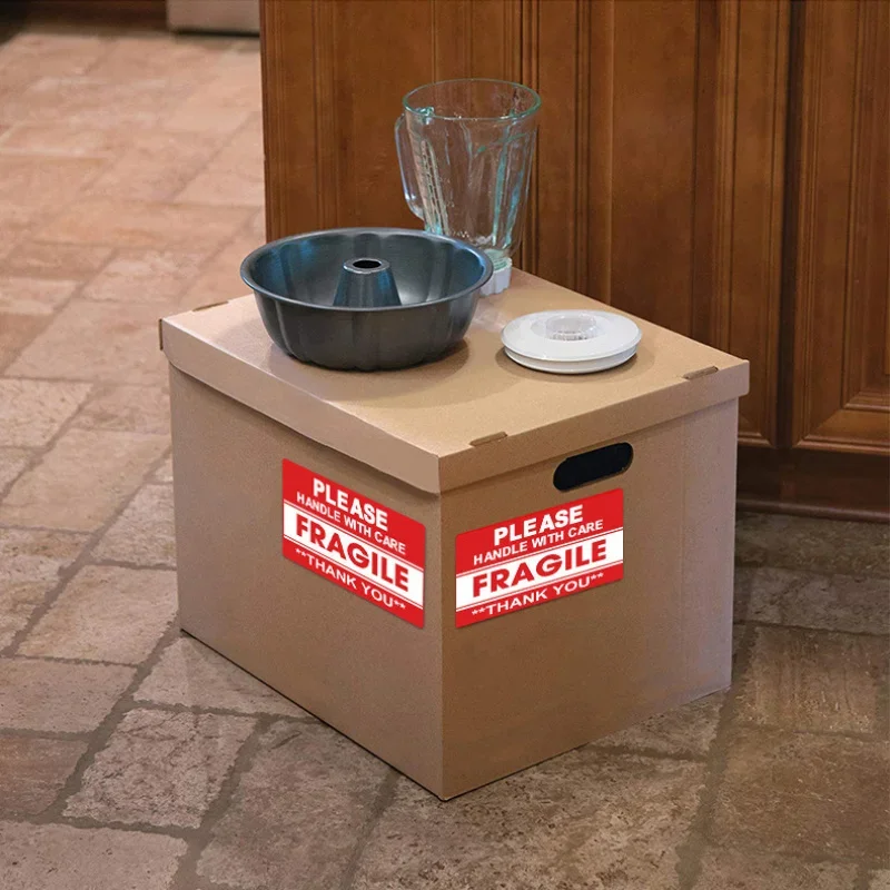 250 ملصق ملصق تحذير إنجليزي هش/لفة، لوحة نحاسية لاصقة مضادة للعبث ملصقات تحذيرية للعنصر الهش