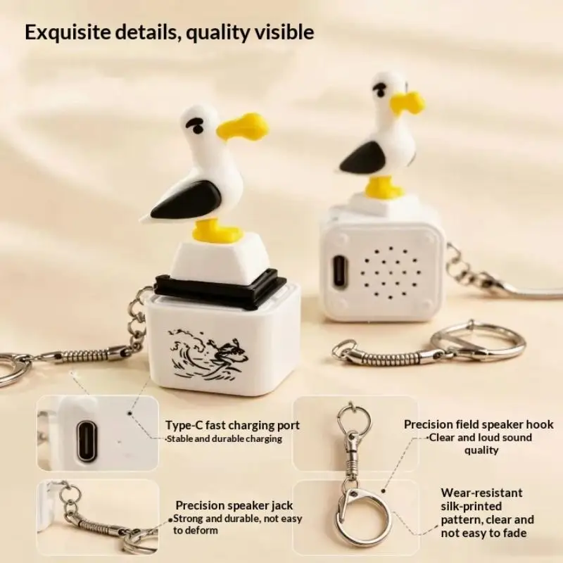 1Pcs Luminous Sounding Stress Relief Creative Fidget Toy Mine Seagull Keycap Keychain Portable Electronic Pendant For Adult
