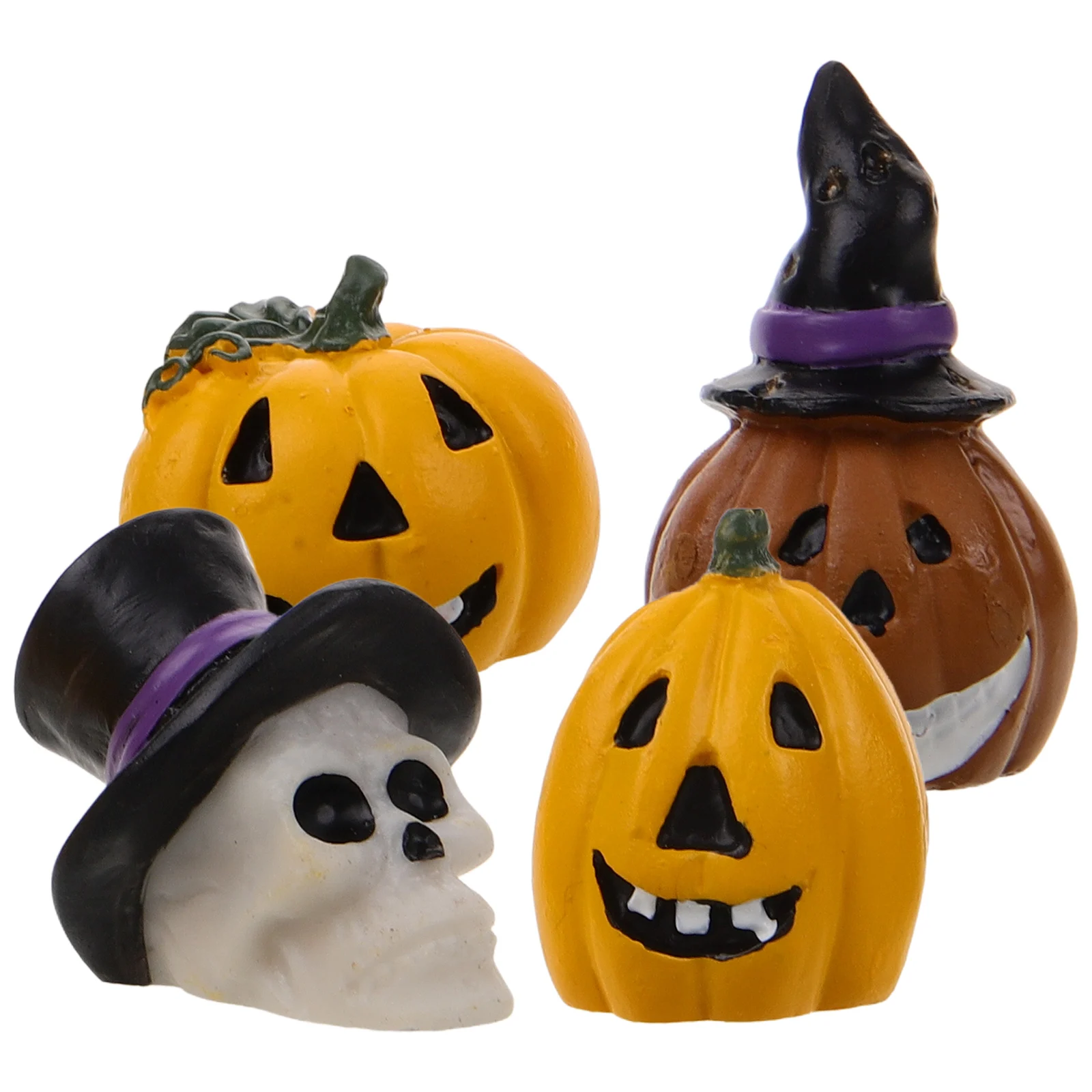 

4Pcs Halloween Mini Resin Pumpkin Skull Craft Aquarium Fish Tank Decor Micro Landscape Ornament Party Home Decoration